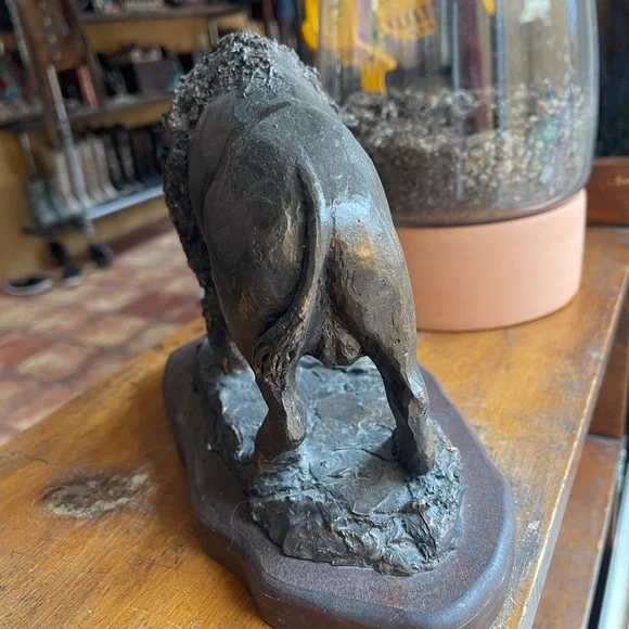 Final markdown.  Buy it now. Resin, Bronze like Bison Sculpture.  Like new. - Picture 4 of 7